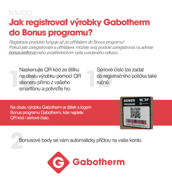 infografika - návod, jak se zaregistrovat do Bonus programu Gabotherm